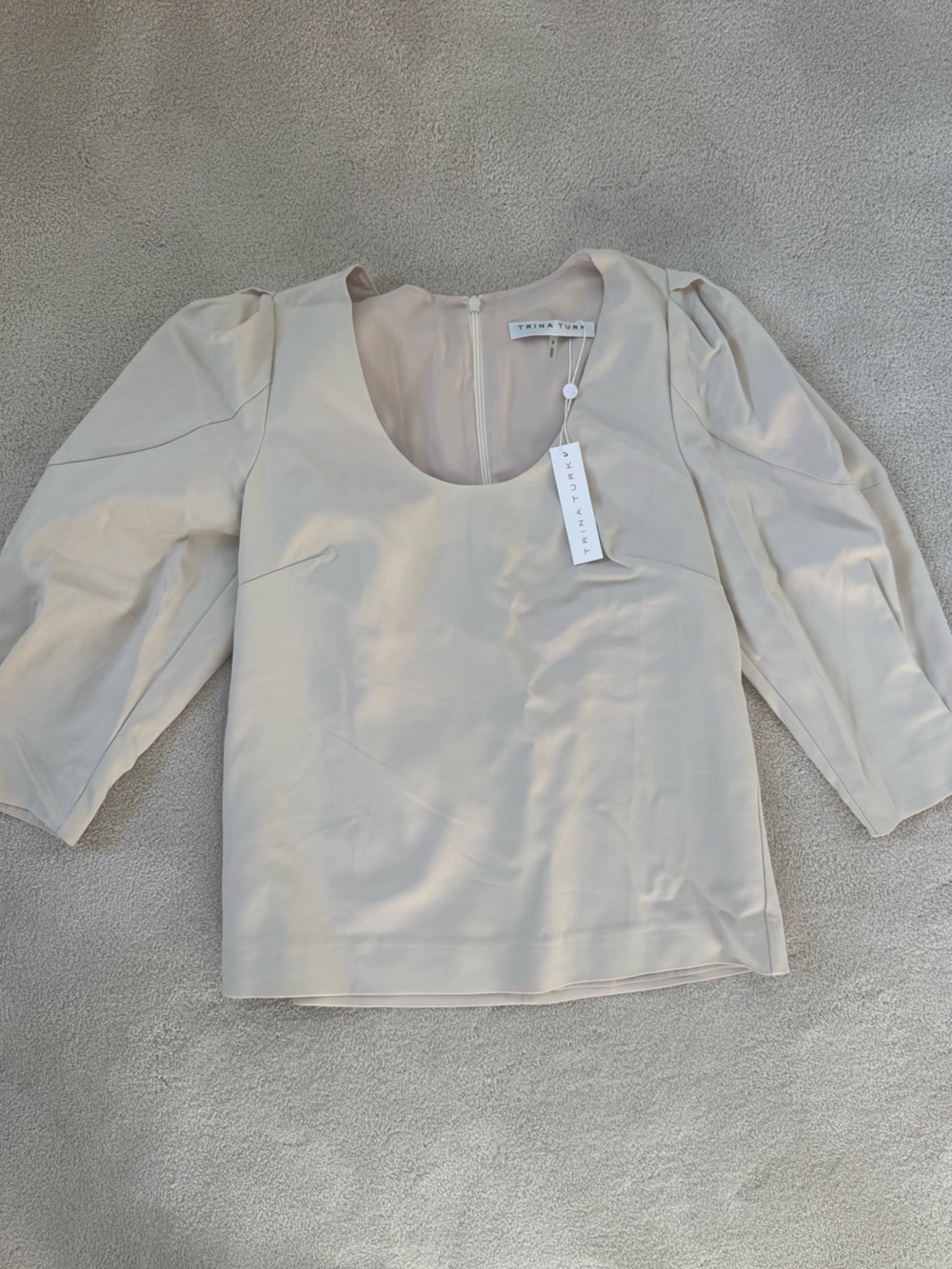 Trina Turk Cream Puff-Sleeve Ponte Blouse
